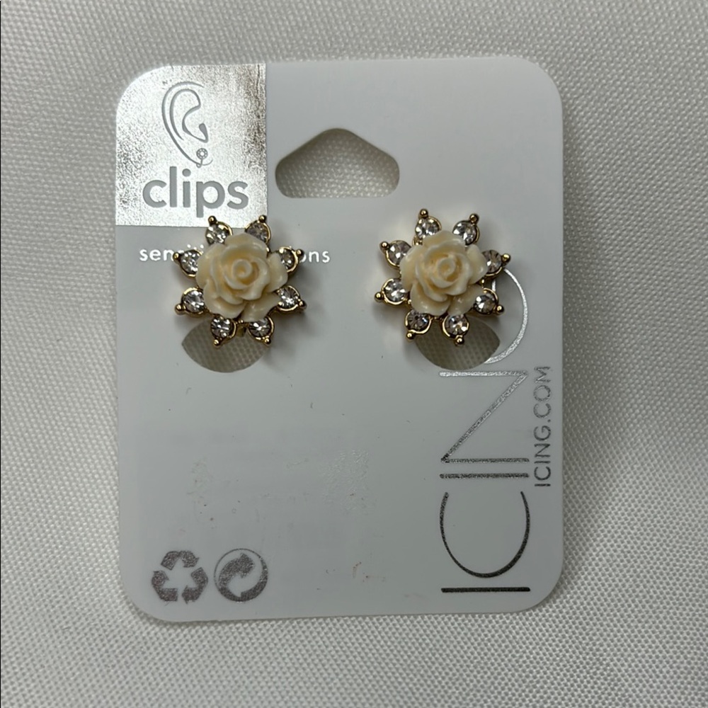 Icing Floral Clip on Earrings